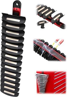 81132 Sedy 14-slot Magnetic Wrench Organizer Holder - Heavy-duty Wrenchs Rack Red