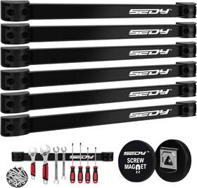 85001 Sedy Magnetic Tool Holder Storage Organizer 7-piece Garage Wall Mount 12 Inch Black