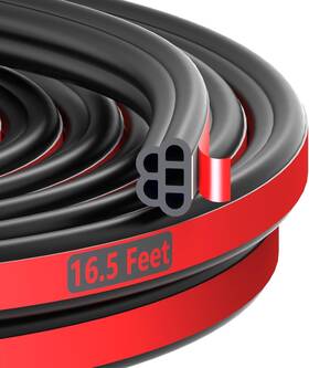 Sozato 762949367414 Universal Car Door Rubber Seal Strip Self Adhesive 16.5 Feet Long Black