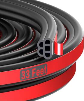 Sozato 762949367452 Universal Car Door Rubber Seal Strip Self Adhesive 32.8 Feet Long Black