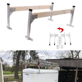 Starone 066715552442 Riwful Adjustable Aluminum Roof Ladder Rack Bracket Kit Fit For Enclosed Trai