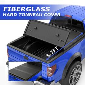 21m042541s Summitteile 5.7ft 3-fold Hard Truck Bed Tonneau Cover Fiberglass For 2016-2024 Nissan Titan