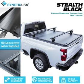 Sb-f250-lo Syneticusa Cb Stealth Black Mrb Retractable Tonneau Cover Crossbar For 2008-25 F250 F350 6.8ft