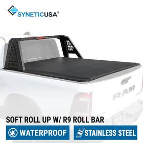 Syneticusa Sr2-ram-sh R9 Soft Roll-up Sr2 Tonneau Cover Fit 2009-26 Ram 1500 5.7ft Rack09 Roll Bar Led