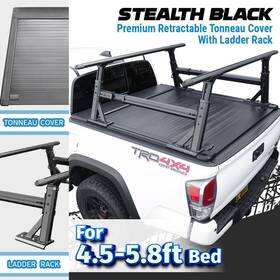 Tc-sb-sie07-sh Syneticusa R1 5.8ftstealth Black Premium Mrb Retract Tonneau Cover For 2007-25 Sierra Rack01