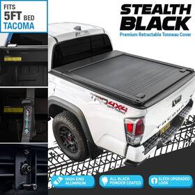 Tc-sb-taco16-sh Syneticusa Stealth Black Premium Mrb Retractable Hard Tonneau Cover For 2016-25 Tacoma 5ft