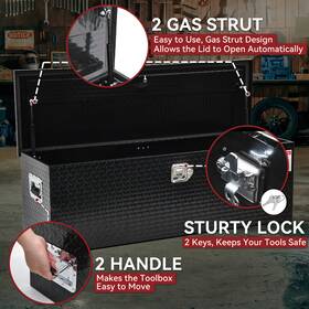 Taus 749390366166 49 Inch X15 Black Aluminum Truck Bed Tool Boxes Trailer Storage Organizer With Lock