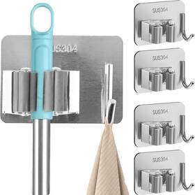 Guagou-001 Tayfeim Stainless Steel Broom Holder Wall Mount Adhesive Mop And Silvery