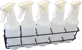 70-0300 Tcd Parts Spray Bottle Storage Rack - Mountable Holds 5 Bottles Black