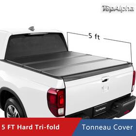 Topalpha Topcv-rnr091-690 5ft Hard Frp Tonneau Cover 3-fold For 2017-2026 Honda Ridgeline Truck Bed Black