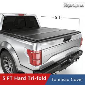 Topfd-nh080-500 Topalpha 5ft 3-fold Frp Hard Tonneau Cover For 2019-2025 Ford Ranger Truck Bed Waterproof