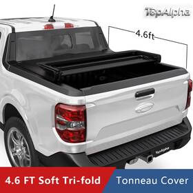 Topfd-nst093-460 Topalpha 4.6ft Soft Tri-fold Tonneau Cover For 2022-2025 Ford Maverick Truck Waterproof