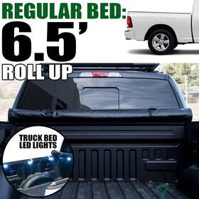 Tc-ram02-6.5-lru Topline Autopart 746756401561 For 2002-2009 Dodge Ram 6.5 Ft Bed Lock And Roll Tonneau Cover Led Lights