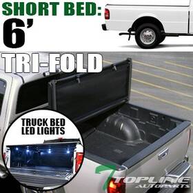 Tc-ranger93-6-tfs Topline Autopart 746756401868 For 1983-2011 Ford Ranger 6ft Bed Tri Fold Soft Tonneau Cover Led Lights