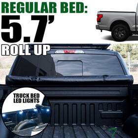 Tc-tun14-6.5-lru Topline Autopart 746756431414 Tlaps For 2022-2024 F150 Lightning 5.6ft Bed Lock And Roll Tonneau Cover Led Lights