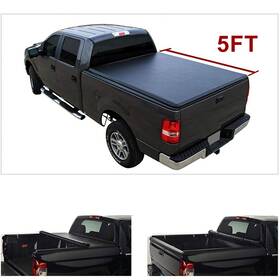 Top152311er Topower-autoparts 5ft Tonneau Cover Soft Roll Up For 2017-2024 Honda Ridgeline Truck Bed