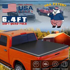 Tssq019 Topsun 6.4ft Soft Quad-fold Tonneau Cover Truck Bed For 2002-2025 Ram 1500 2500 3500