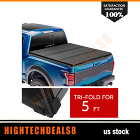 Hd165254801 Tri-fold Tonneau Cover Short Solid Hard Bed 5ft For 2005-15 Toyota Tacoma