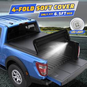 12m32408ym0506 Ubmotor 6.5ft 4-fold Soft Tonneau Cover Fit 2007-2013 Toyota Tundra Standard Truck Bed