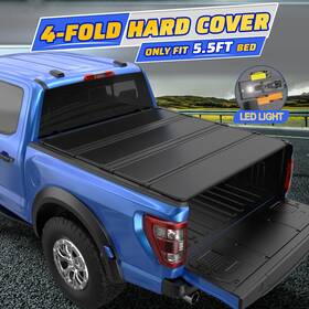 12m4240202m0506 Ubmotor 4 Fold 5.5ft Hard Truck Bed Tonneau Cover For 2007-2013 Toyota Tundra With Led