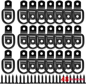 Anchors-24 Veebell 24 Pack D Rings Tie Down Anchors Hooks Heavy Duty 1/4 Inch Trailer Large Black