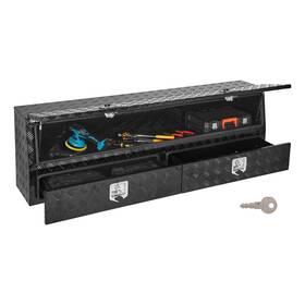 Vevor 197988885757 Contractor Truck Tool Box Black Aluminum 72 X 21 13 Inch Lower Drawers Door