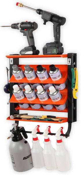 28616-n Wallmaster Spray Can Holder Lube Wall Mount Rack Black