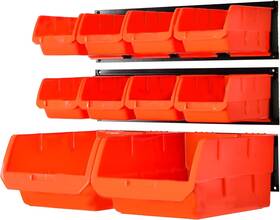 3rails Wallmaster 744119512572 Wall Mounted Storage Bins 10bins Orange