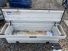 126-3-02 Weather Guard White Saddle Box Damaged