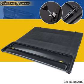 02eti1206abk Yellowspeed 4 Fold Tonneau Cover Fit For 2009-2014 Ford F-150 Truck 6.5 Ft Short Bed