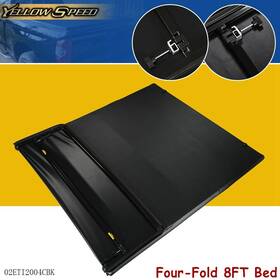 Yew12540 Yellowspeed Four-fold Tonneau Cover 8ft Long Bed Fit For 2014-2021 Toyota Tundra Lock