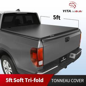 Yitamotor 199449002956 5 Ft Bed Tonneau Cover Soft Tri-fold For 2017-2025 Honda Ridgeline Truck With Lamp