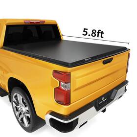 Yitamotor 199449007388 5.8 Ft Bed Tonneau Cover Soft 4 Fold For 17 - 25 Silverado Sierra 1500 Truck Top