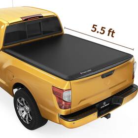Yitamotor 199449971658 5.5ft Soft Tri-fold Tonneau Cover For 2004-2015 Nissan Titan Truck Bed With Lamp