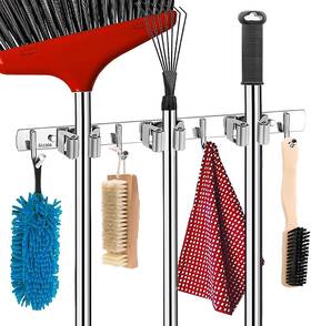 S3r4hmabh Zilvoran Mop And Broom Holder Wall Mount Stainless Steel With Silver