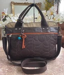 New Fossil Key-per Large Quilted Brown Nylon Briefcase,laptop Shoulder Bag. Fixed Price $110.49.
