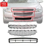 For 2008-2012 Malibu Front Bumper Upper + Center Lower Silver And Black Grille. Fixed Price $137.22.