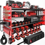 Pokipo Large Power Tool Organizer Wall Mount With Station, Red. Fixed Price $99.46.