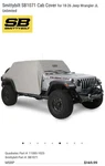 Smittybilt 1071 Cab Cover With Door Flaps Gray For 2018-2025 Jeep Wrangler Jl. Fixed Price $95.00.
