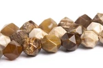 American Petrified Wood Jasper Star Cut Faceted Aaa Natural Beads 5-6/7-8/9-10MM. Fixed Price $9.34.