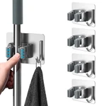 Homeasy Mop Broom Holder No Drill, 3.3" X 6", Silver. Fixed Price $26.05.