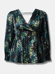 Torrid Satin Surplice Tie Cut Out Back Blouse Multi 2X 18 20 #E65512. Fixed Price $43.21.