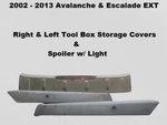 02 13 Avalanche Set Of Bed Cargo Tool Box Storage Covers & Spoiler W/ Light. Fixed Price $214.00.