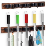 Funcee 2 Pack Broom Holder Wall Mount With 5 Slots & 4 Hooks Rustic Wood Broo.... Fixed Price $46.29.