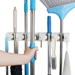Qtjh Broom And Mop Holder Wall Mounted Storage Rack Organizer, White 5 Slots. Fixed Price $17.90.