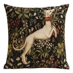 Medieval Hound Leaping Cushion Cover, Woven Belgium, European Decor 18X18. Fixed Price $60.00.