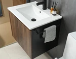 24" Wall-mount Bathroom Vanity Combo Black/walnut With Towel Rack. Fixed Price $209.00.