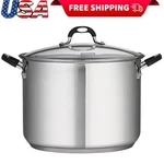 16-QUART Stock Pot Round Stainless Steel W/ Glass Cover Double Handle Kitchen Us. Fixed Price $97.67.