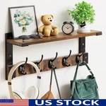 Wall-mounted Coat Rack Hooks Organizer Rustic Wood Metal Entryway Storage New. Fixed Price $42.54.