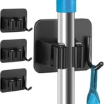 4 Pack Anti-slip Broom Holder, Space-saving, Damage-free Wall Mount, Stainles.... Fixed Price $16.96.